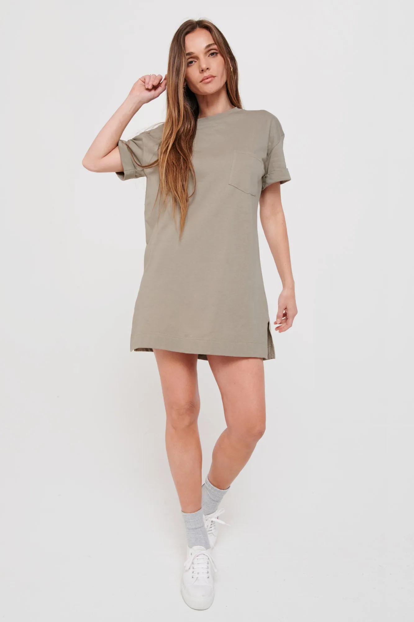 Relaxed T-Shirt Dress (Sage)