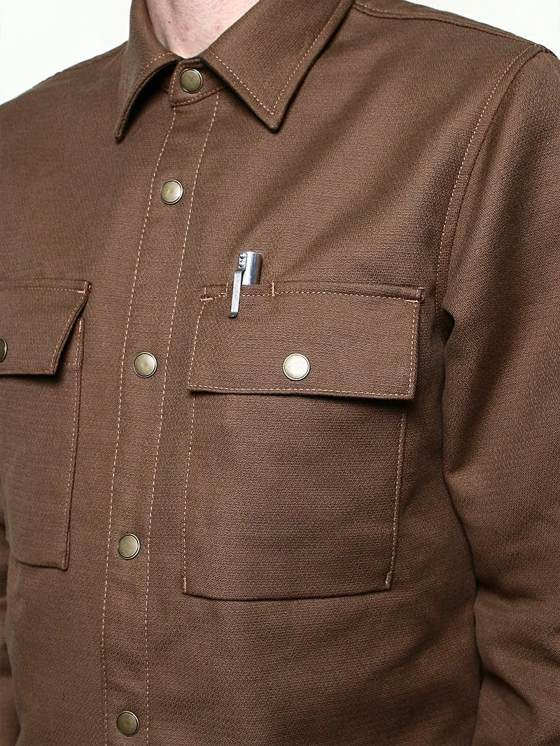 Rogue Territory Brown Oxford Brushed Overshirt