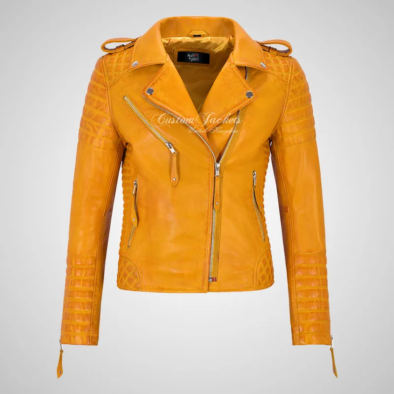 SASSY Ladies Biker Leather Jacket Soft Lambskin Napa Leather