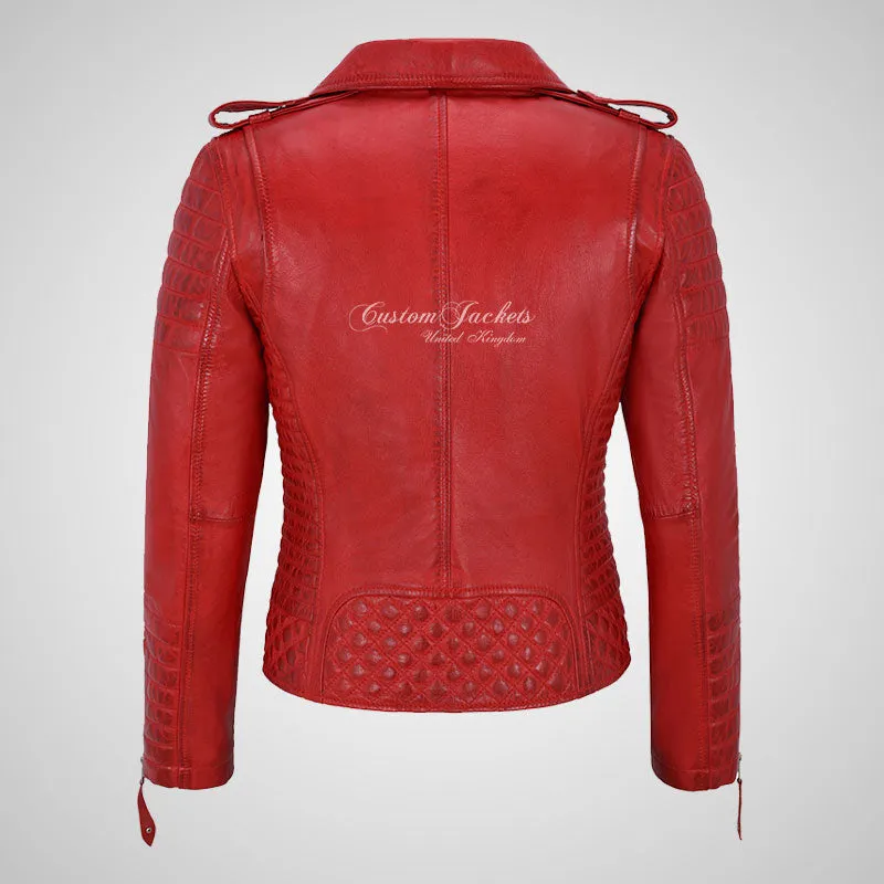 SASSY Ladies Biker Leather Jacket Soft Lambskin Napa Leather