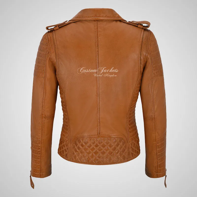 SASSY Ladies Biker Leather Jacket Soft Lambskin Napa Leather
