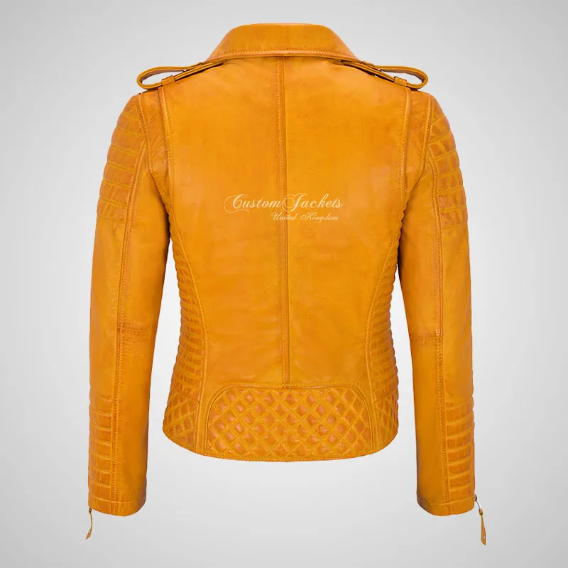 SASSY Ladies Biker Leather Jacket Soft Lambskin Napa Leather