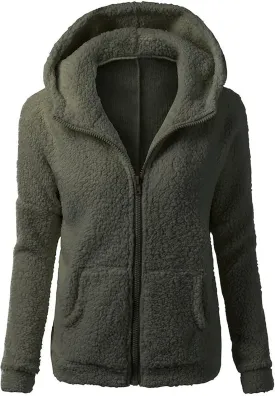 Sherpa Jackets For Women Winter Coats Faux Fur Lined Hooides Oversized Fluffy Fuzzy Fleece Jacket Casual Warm Outerwear