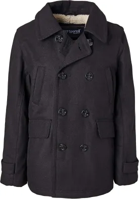 Sportoli Boy Classic Wool Blend Sherpa Winter Dress Pea Coat Peacoat Jacket