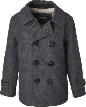 Sportoli Boy Classic Wool Blend Sherpa Winter Dress Pea Coat Peacoat Jacket