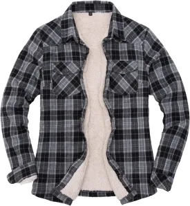 ThCreasa Womens Sherpa Lined Flannel Jacket with Hand Pockets, Plaid Button Down Fuzzy Shirt Jackets