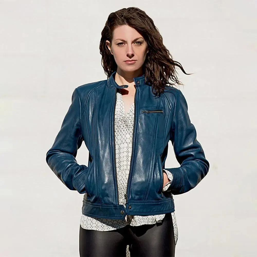 Timeless Elegance - Women's Genuine Lambskin Leather Jacket