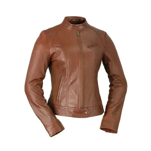 Timeless Elegance - Women's Genuine Lambskin Leather Jacket