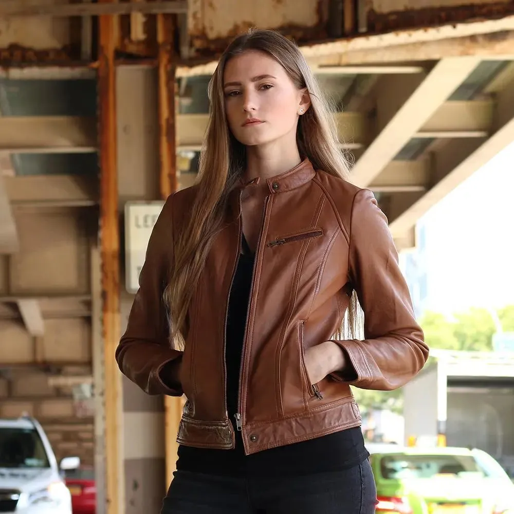 Timeless Elegance - Women's Genuine Lambskin Leather Jacket