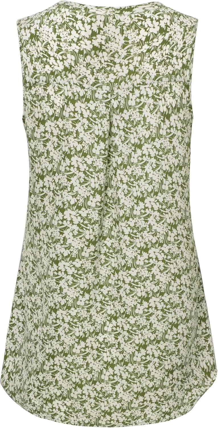 Timeson Women's Casual V Neck Sleeveless Tunics Blouses Chiffon Zipper Tank Tops