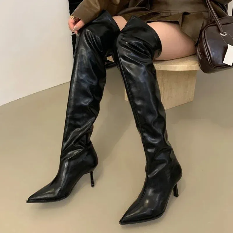 Trendy Stylish Comfortable Elegant Fashionable Chic Pointed Toe Knee High Boots
