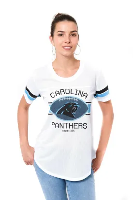 Ultra Game NFL Carolina Panthers Womens Soft Mesh Jersey Varsity Tee Shirt|Carolina Panthers