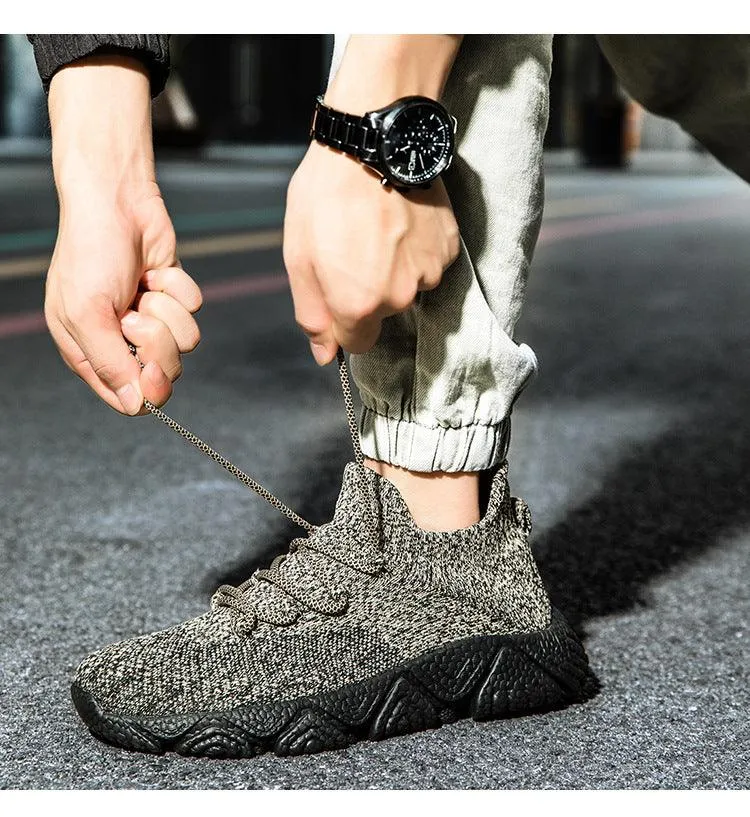 Unisex Lace-Up Flat Heel Fabric Shoes
