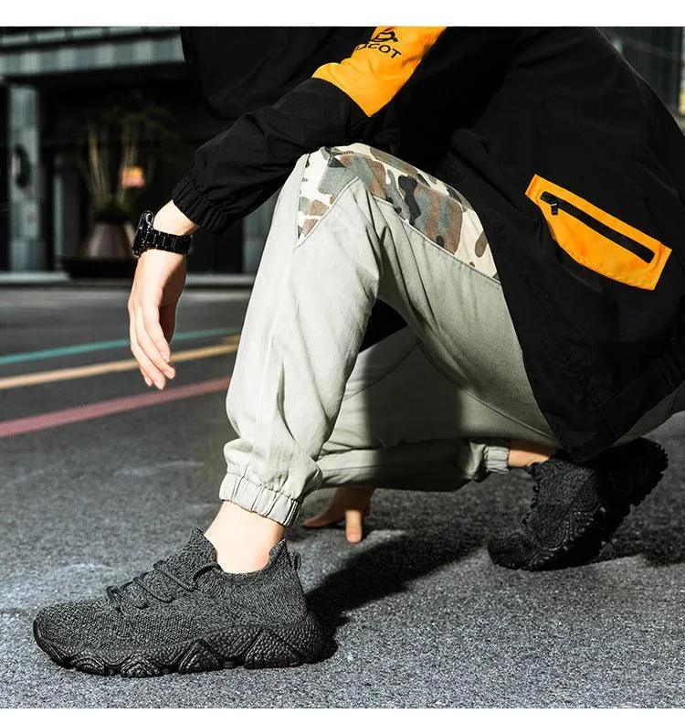 Unisex Lace-Up Flat Heel Fabric Shoes