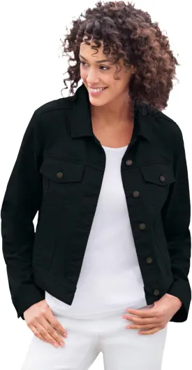 Woman Within Plus Size Stretch Denim Jacket Cropped Jean Jacket