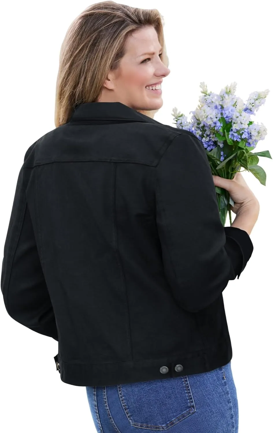 Woman Within Plus Size Stretch Denim Jacket Cropped Jean Jacket