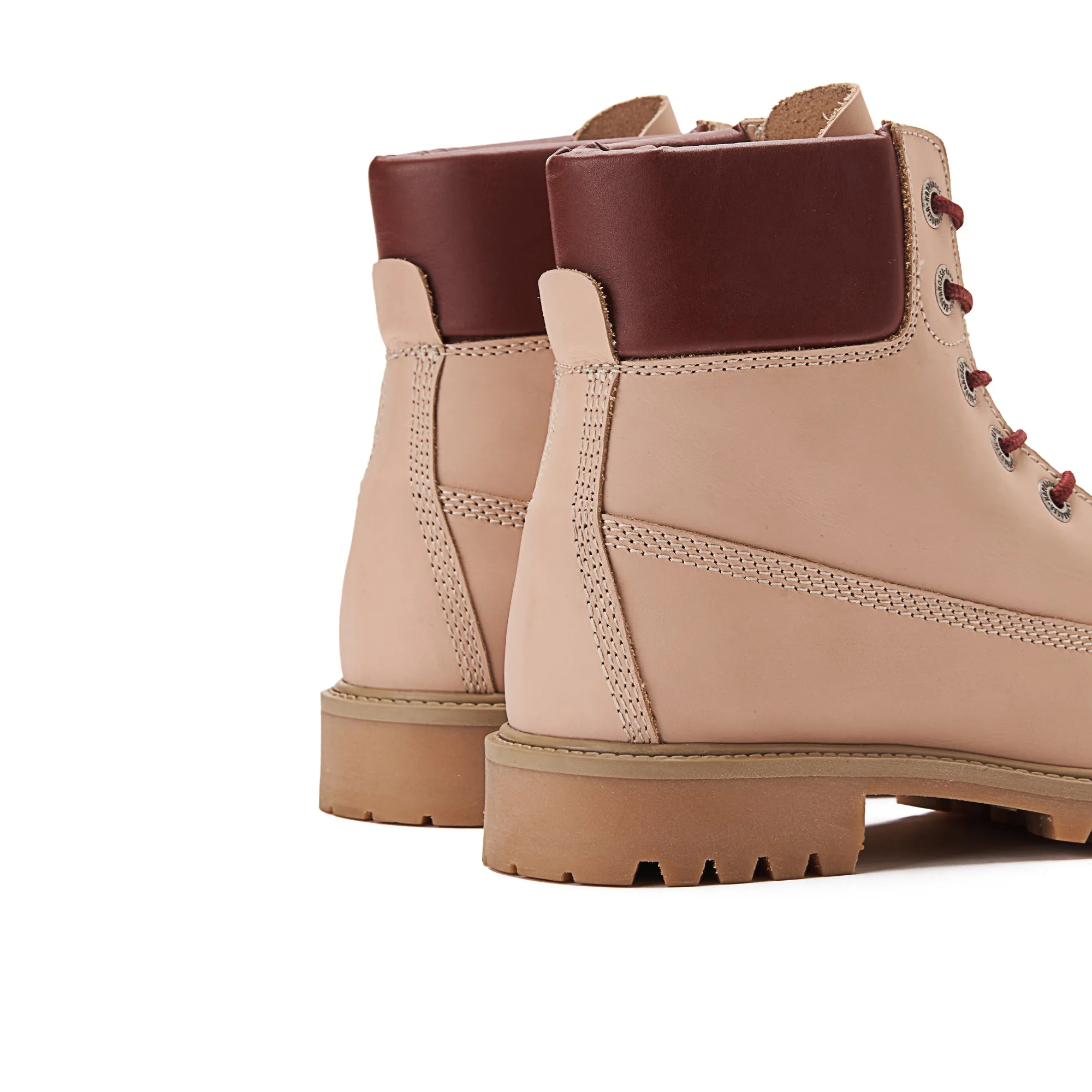 Women Genuine Leather Lace Up Half Boots - Beige