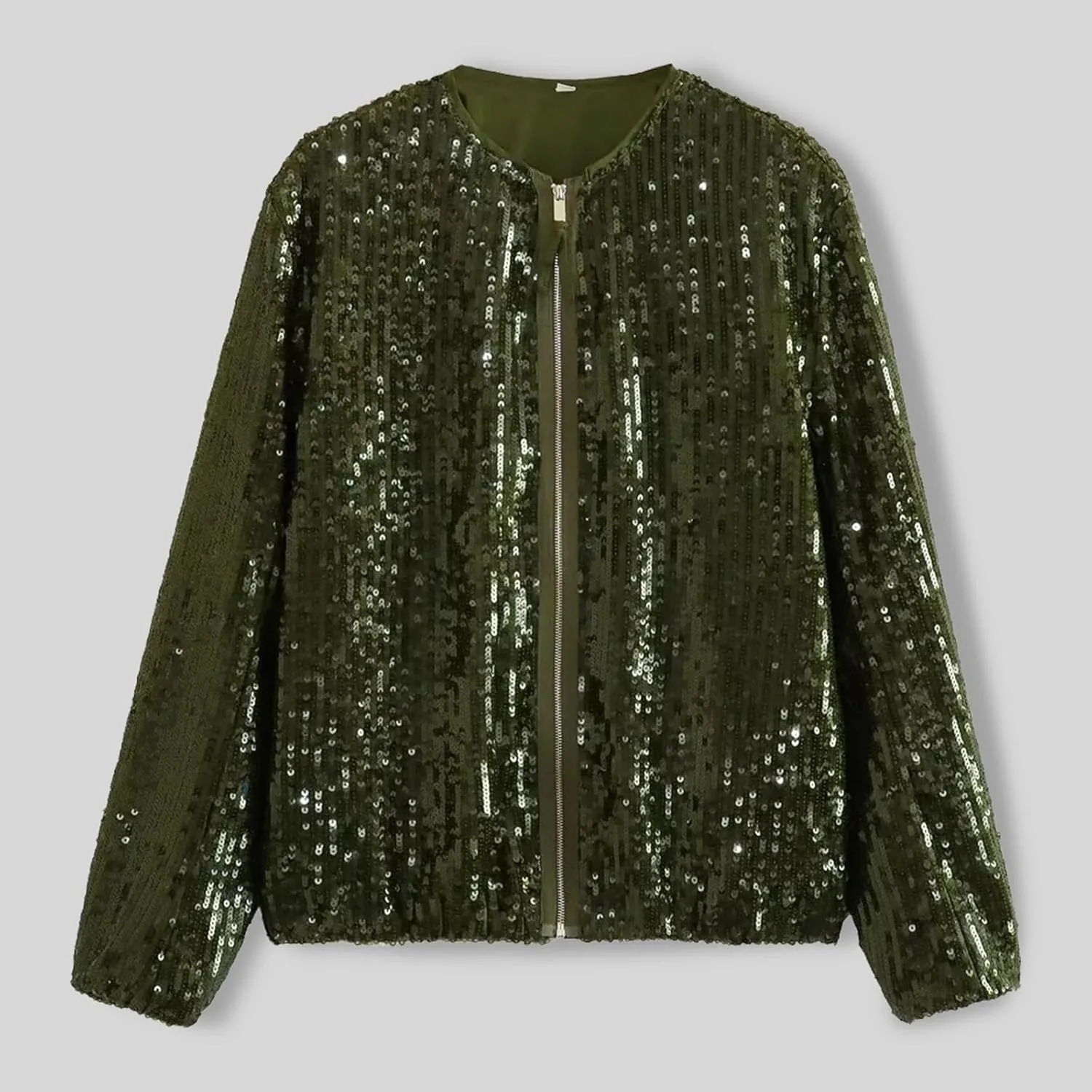 Women's Sequin Jackets Long Sleeve 2023 Winter Baseball Coats Full Zip Sweatshirts Trendy Elegant Party Outwear Tops