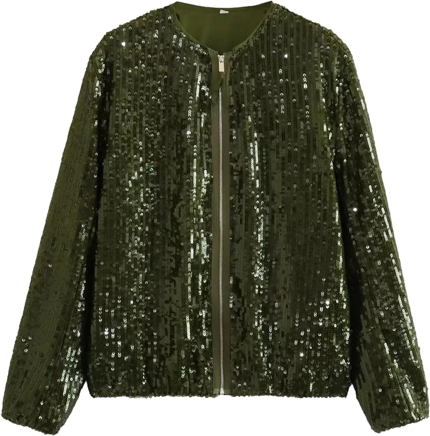 Women's Sequin Jackets Long Sleeve 2023 Winter Baseball Coats Full Zip Sweatshirts Trendy Elegant Party Outwear Tops