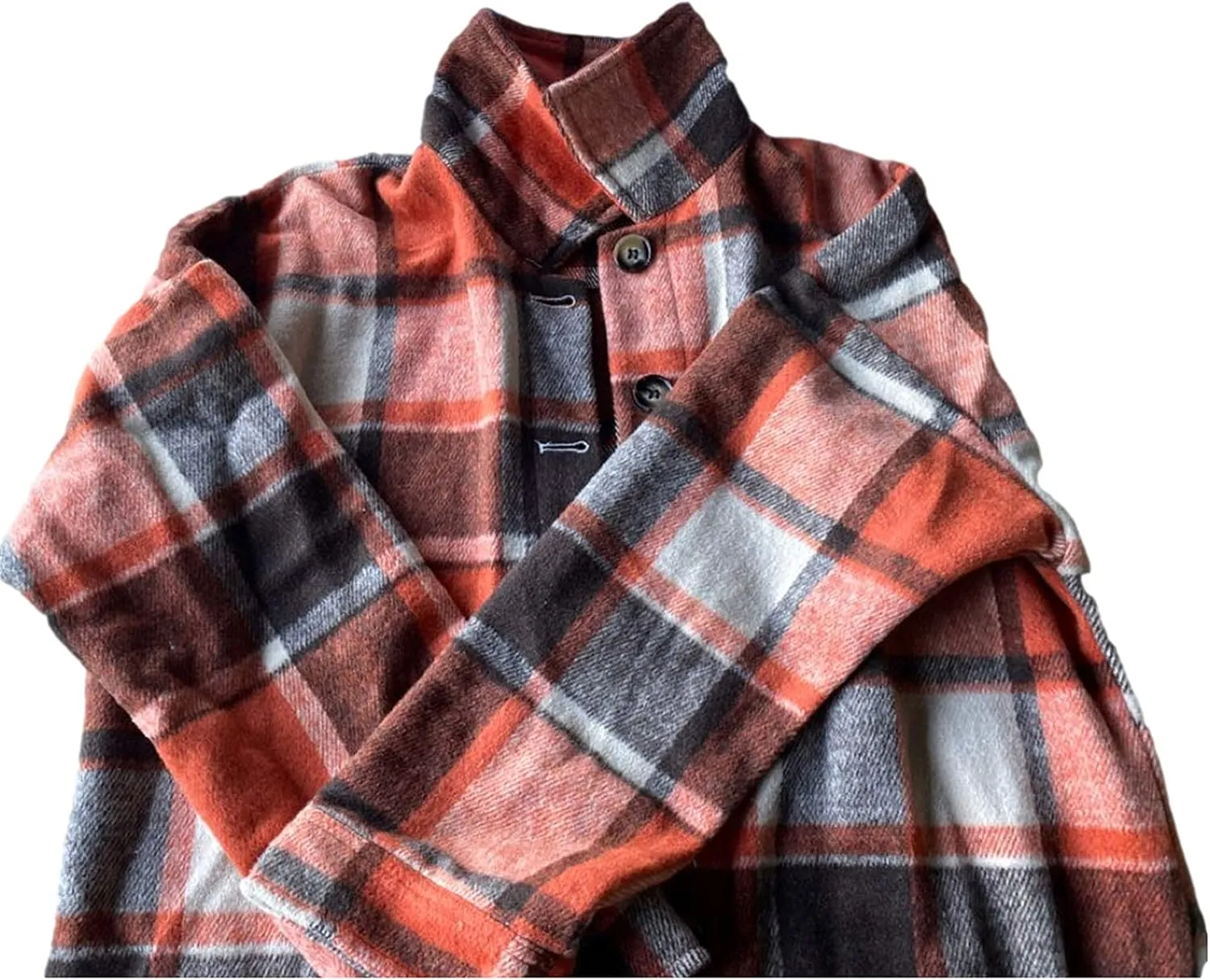 Yeokou Women's Fall Color Block Plaid Flannel Shacket Jacket Button Down Shirt Coat Tops